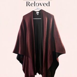 Burgundy and Black Reversible Cape